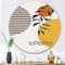 Designart - Botanical Minimalist Leaf With Abstract Shapes I - Modern Metal Circle Wall Art